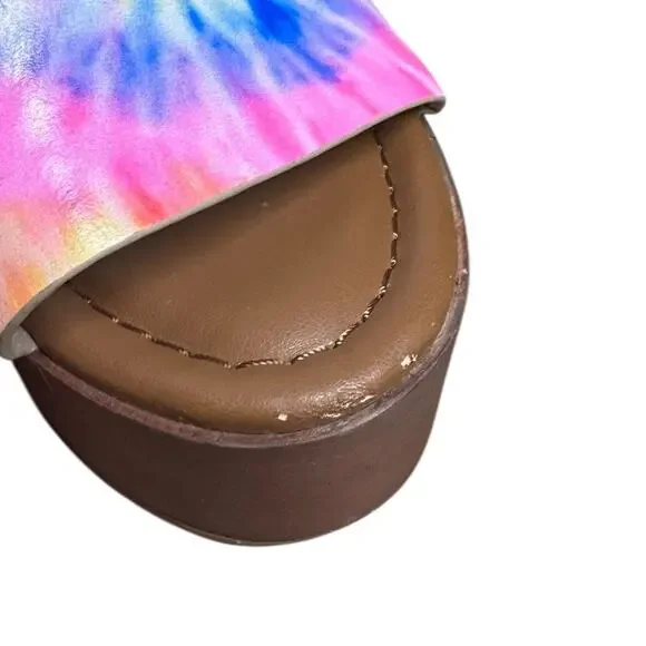 Gianni Bini Tie Dye Platform Chunky Heel Sandals 5” Ankle Strap 8.5 - Picture 6 of 10